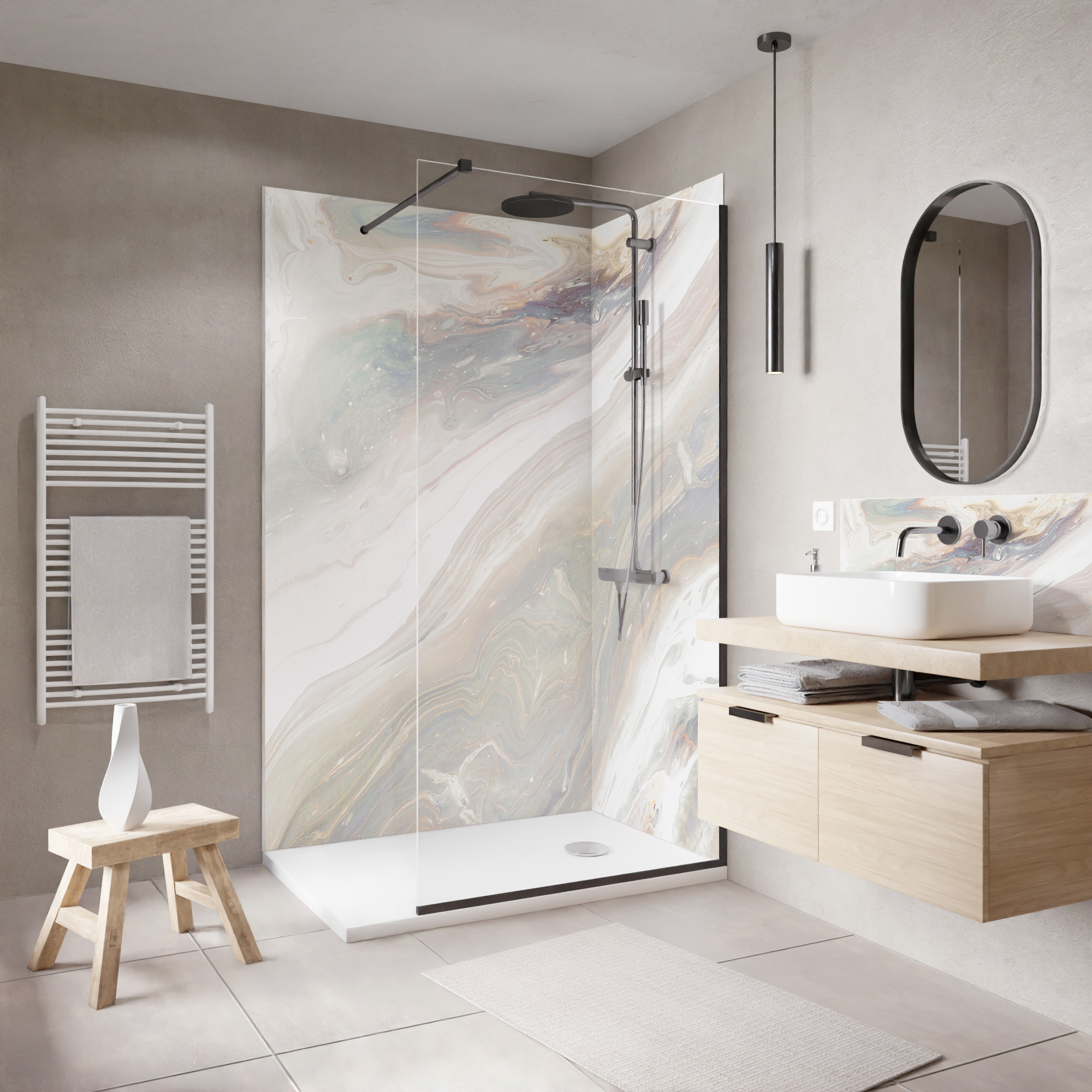 Salle de bain avec des panneaux muraux : 17 idées déco - Quark